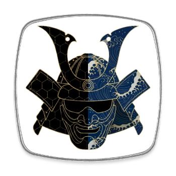 Shamurai Helm - Viereckiger Kühlschrankmagnet - Weiß - Vorne