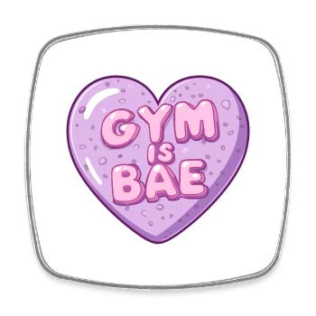 Gym Is Bae Bubble Heart Pastel Cartoon - Square fridge magnet - white - Front