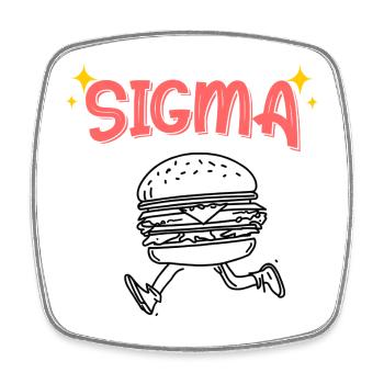 Sigma Burger Sprint - Viereckiger Kühlschrankmagnet - Weiß - Vorne