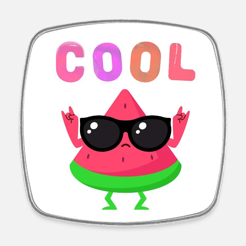 Watermelon hero in glasses - Square fridge magnet - white