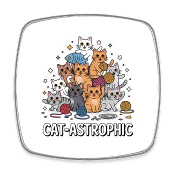 Catastrophic - Funny Cat T-Shirt - Square fridge magnet - white - Front