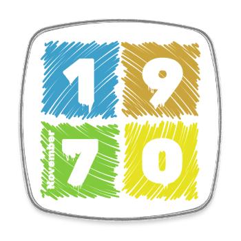 55. Écussons Geburtstag Farbige depuis 11/1970 - Magnet carré - blanc - Devant