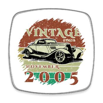 20th Birthday - Classic - Vintage since 11/2005 - Square fridge magnet - white - Front