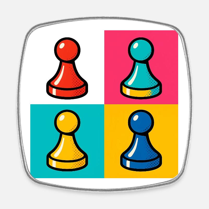 PopArt Pièce de jeu quadricolore - Magnet carré - blanc
