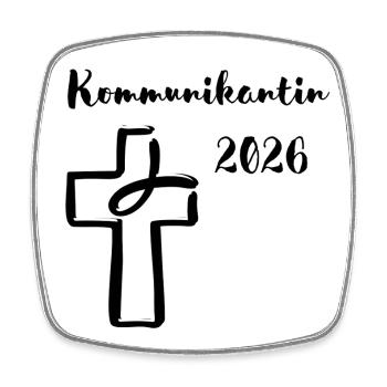Communiant 2026 Communication initiale Fish Cross - Magnet carré - blanc - Devant