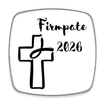 Firmpate 2026 Firmung Fisch taucht in Kreuz - Viereckiger Kühlschrankmagnet - Weiß - Vorne