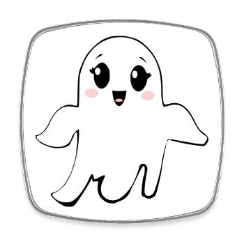 Halloween_T-shirt_Gespenst_spooky_cute_1_bunt - Viereckiger Kühlschrankmagnet - Weiß - Vorne