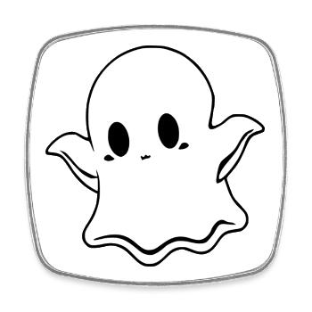 Halloween_T-shirt_Gespenst_spooky_cute_weiss_su - Viereckiger Kühlschrankmagnet - Weiß - Vorne