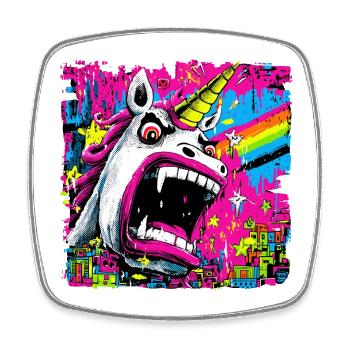 Angry Unicorn - Square fridge magnet - white - Front