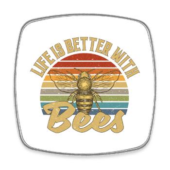 Life is better with bees - Square fridge magnet - white - Front