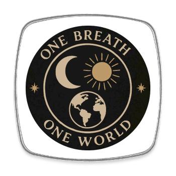 One Breath, One World – Mindfulness & Balance - Square fridge magnet - white - Front