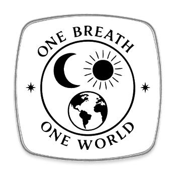 One Breath, One World – Mindfulness & Balance - Square fridge magnet - white - Front