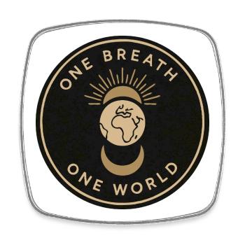 One Breath, One World – Mindfulness & Balance - Square fridge magnet - white - Front