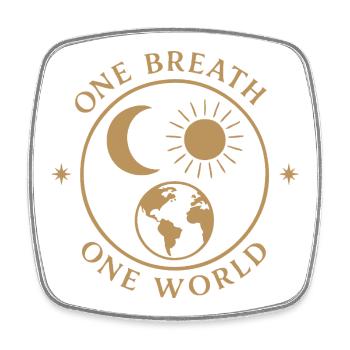 One Breath, One World – Mindfulness & Balance - Square fridge magnet - white - Front