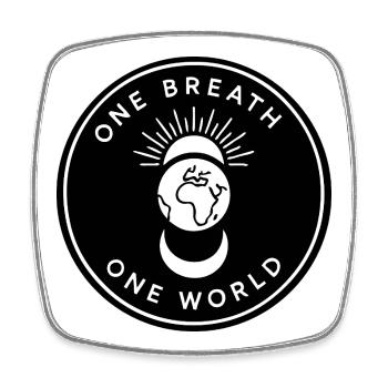 One Breath, One World – Mindfulness & Balance - Square fridge magnet - white - Front