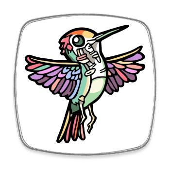 Hummingbird Bird Halloween Zombie - Square fridge magnet - white - Front