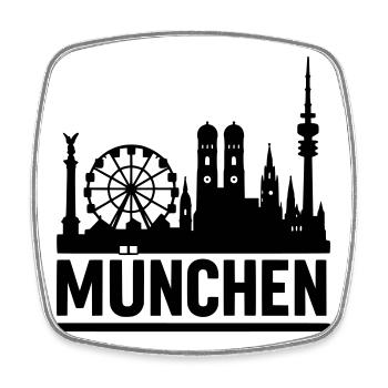 München Munich Silhouette Skyline - Viereckiger Kühlschrankmagnet - Weiß - Vorne