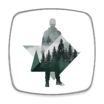 Modern Forest Geometric Human Silhouette - Square fridge magnet - white - Front