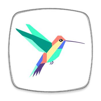 Bunte geometrische Kolibri-Kunst - Viereckiger Kühlschrankmagnet - Weiß - Vorne