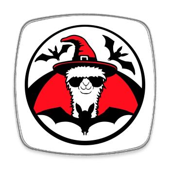 Llama Halloween Witch Hat Bat Cool Alpaca Cute - Square fridge magnet - white - Front