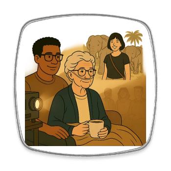 Oma mit dem Enkel - Viereckiger Kühlschrankmagnet - Weiß - Vorne