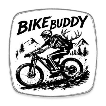 Bike Buddy Mountainbike Abenteuer - Viereckiger Kühlschrankmagnet - Weiß - Vorne