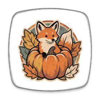 Süßer Halloween Fuchs im Kürbis mit Hexenhut - Viereckiger Kühlschrankmagnet - Weiß - Vorne