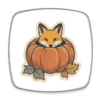 Süßer Halloween Fuchs Im Kürbis Mit Hexenhut  - Viereckiger Kühlschrankmagnet - Weiß - Vorne