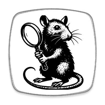 Rat with magnifying glass motif - Square fridge magnet - white - Front