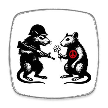 Krieg und Frieden | Ratten Banksy-StreetArt-Style - Viereckiger Kühlschrankmagnet - Weiß - Vorne