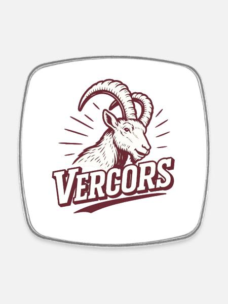 Vercors Ibex Retro Emblem - Square fridge magnet - white