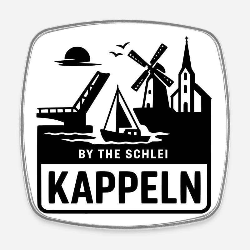 Kappeln Schlei SH Schleswig Holstein Silhouette - Viereckiger Kühlschrankmagnet - Weiß
