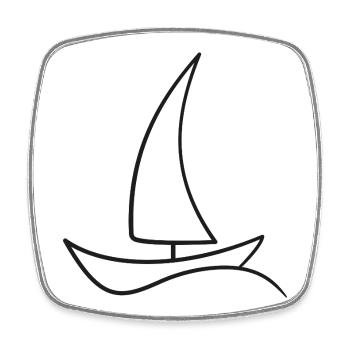Croquis de voilier – motif maritime pour les vacances - Magnet carré - blanc - Devant