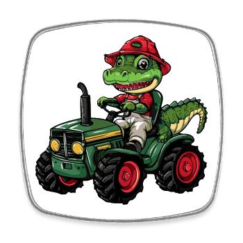 Agriculteur tracteur alligator - Magnet carré - blanc - Devant