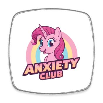 Einhorn Anxiety Club süßes Cartoon Design - Viereckiger Kühlschrankmagnet - Weiß - Vorne
