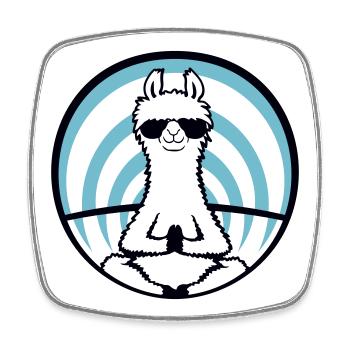 Lama Cool Zen Meditation Sonnenbrille Entspannt - Viereckiger Kühlschrankmagnet - Weiß - Vorne