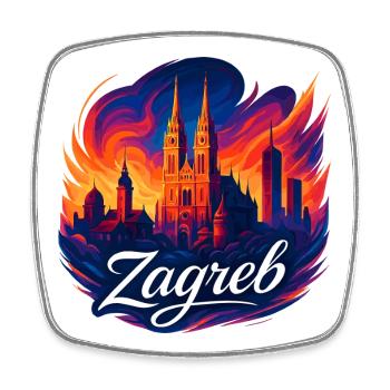 Zagreb Hauptstadt Kroatien Silhouette Geschenk - Viereckiger Kühlschrankmagnet - Weiß - Vorne