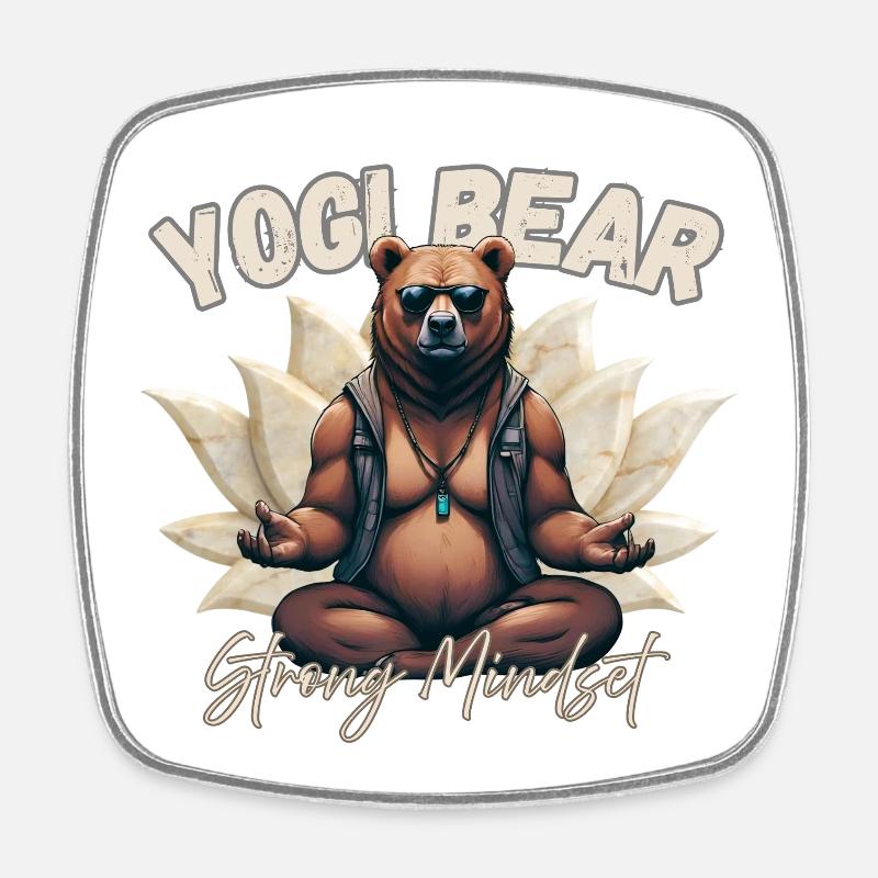 Yogi Bear – Strong Mindset | Spiritueller Bär - Magnet carré - blanc