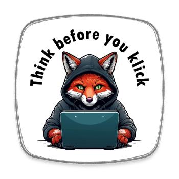 Think Before You Click - Cyber Security - Square fridge magnet - white - Front