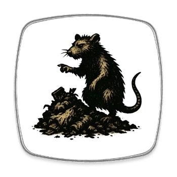 Ratte auf Geröll Gravur - Viereckiger Kühlschrankmagnet - Weiß - Vorne