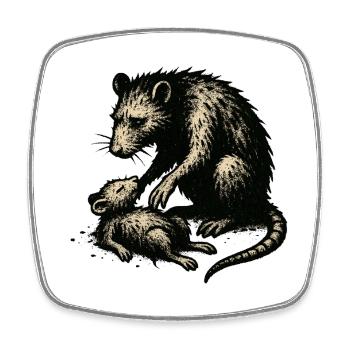 Rat mother and offspring vintage - Square fridge magnet - white - Front