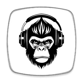 Groovy Monkey Head Techno Nightclub Party Chemise - Magnet carré - blanc - Devant