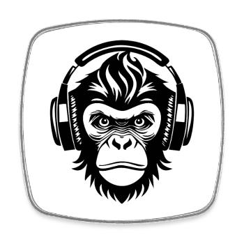 Monkey Head Minimal Lines Art Edition Shirt - Square fridge magnet - white - Front