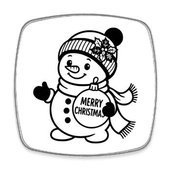 Bonhomme de neige drôle, design pour Noël - Magnet carré - blanc - Devant