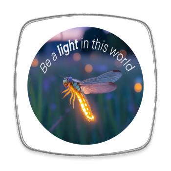 Glowing firefly with a positive message - Square fridge magnet - white - Front