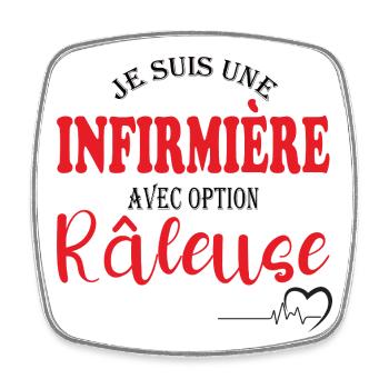 Cadeau pour une infirmière avec option râleuse - Magnet carré - blanc - Devant