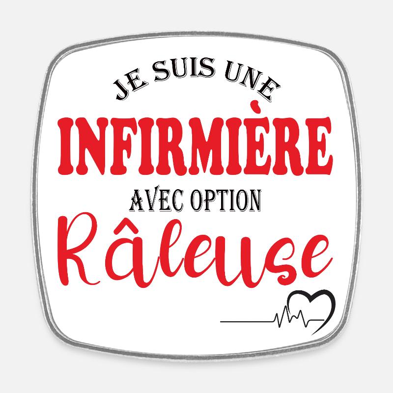 Cadeau pour une infirmière avec option râleuse - Magnet carré - blanc