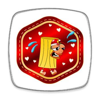 CHRISTMAS SANTA CLAUS EATING PASTA - Square fridge magnet - white - Front