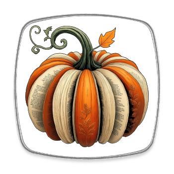 Bibliophile Pumpkin From Books Autumn - Square fridge magnet - white - Front