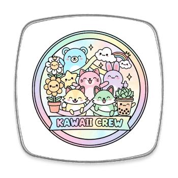 Kawaii Crew Pastell Regenbogen - Viereckiger Kühlschrankmagnet - Weiß - Vorne